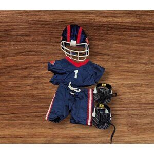 Build-A-Bear Workshop Football Outfit W/ Helmet‎ Cleats & Jersey Set   BABW blue